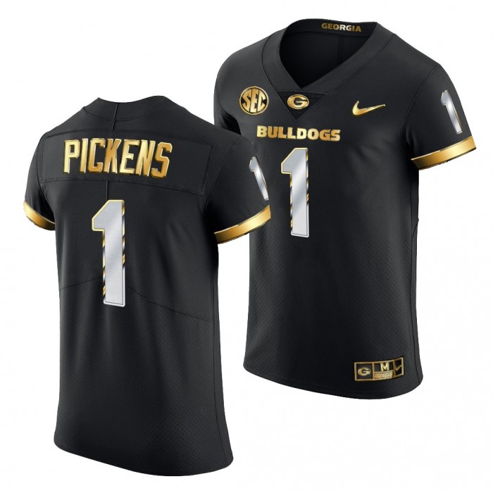 Georgia Bulldogs George Pickens Golden Edition Jersey #1 Black College Football Uniform
