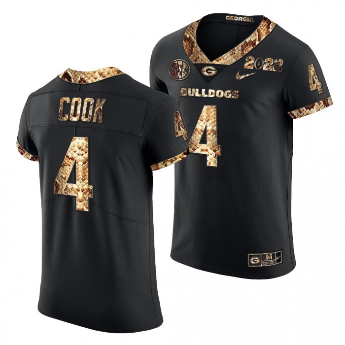 2022 College Football Playoff James Cook Georgia Bulldogs Python Skin Jersey Black