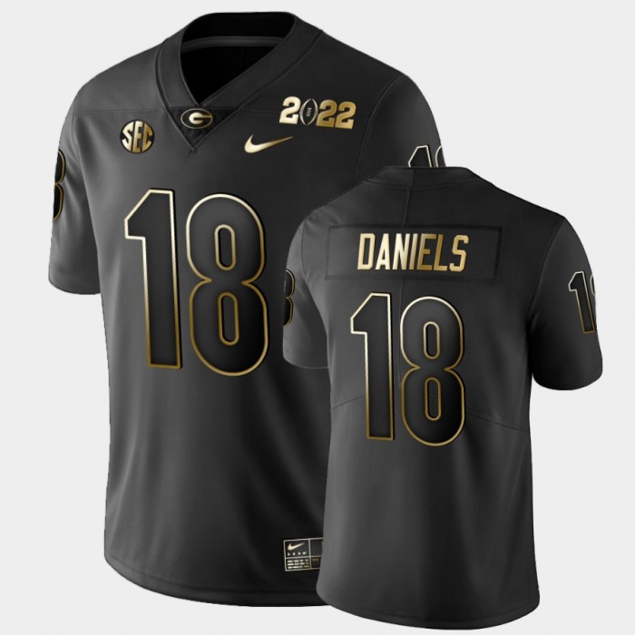 Men's Georgia Bulldogs #18 JT Daniels Black 2021 National Champions Golden Jersey