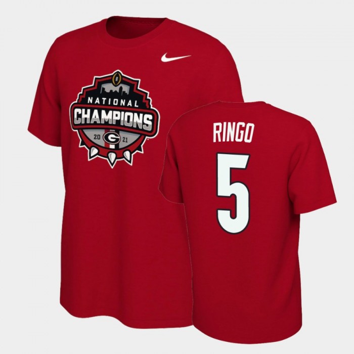 Men's Georgia Bulldogs 2021 National Champions Kelee Ringo Red Celebration T-Shirt