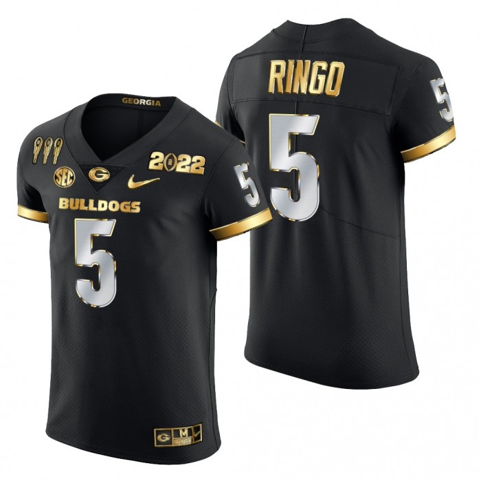 Kelee Ringo #5 Georgia Bulldogs Black 3X CFP National Champions Jersey Golden Limited