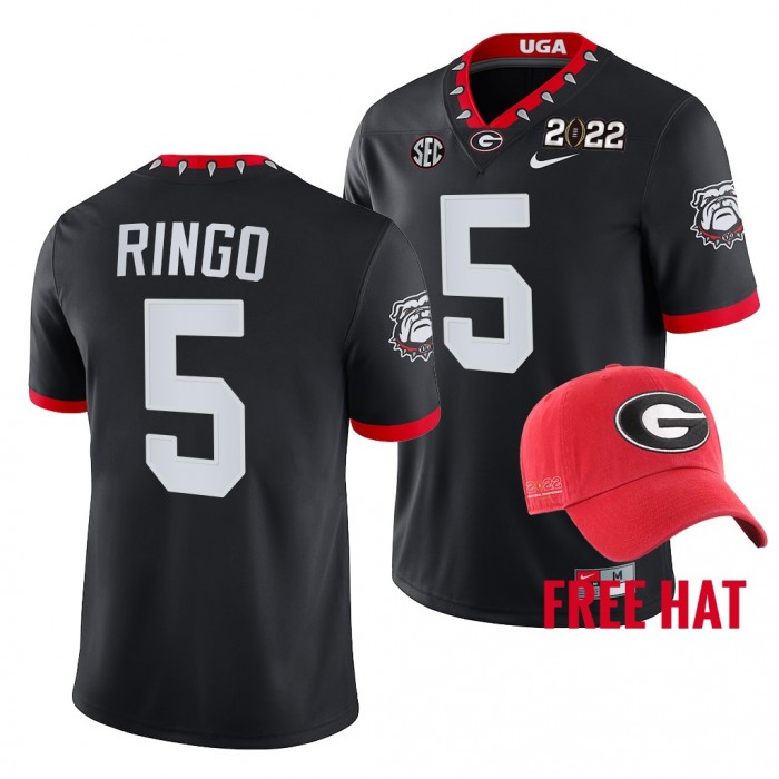 Georgia Bulldogs Kelee Ringo 2021 CFP National Champions Jersey #5 Black Free Hat Uniform