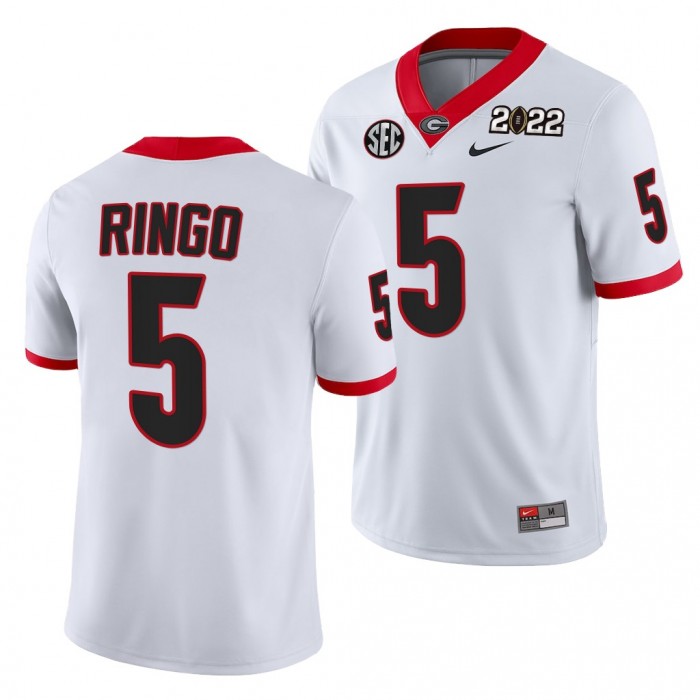 Georgia Bulldogs Kelee Ringo 2021 CFP National Champions Jersey #5 White Uniform