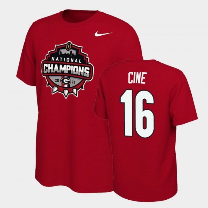 Men's Georgia Bulldogs 2021 National Champions Lewis Cine Red Celebration T-Shirt