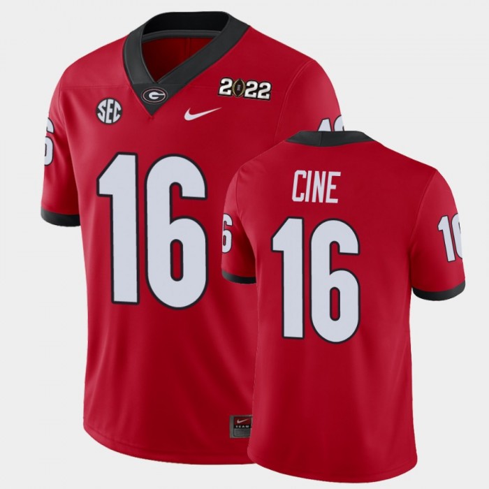 Men's Georgia Bulldogs #16 Lewis Cine Red 2021 National Champions Game Jersey