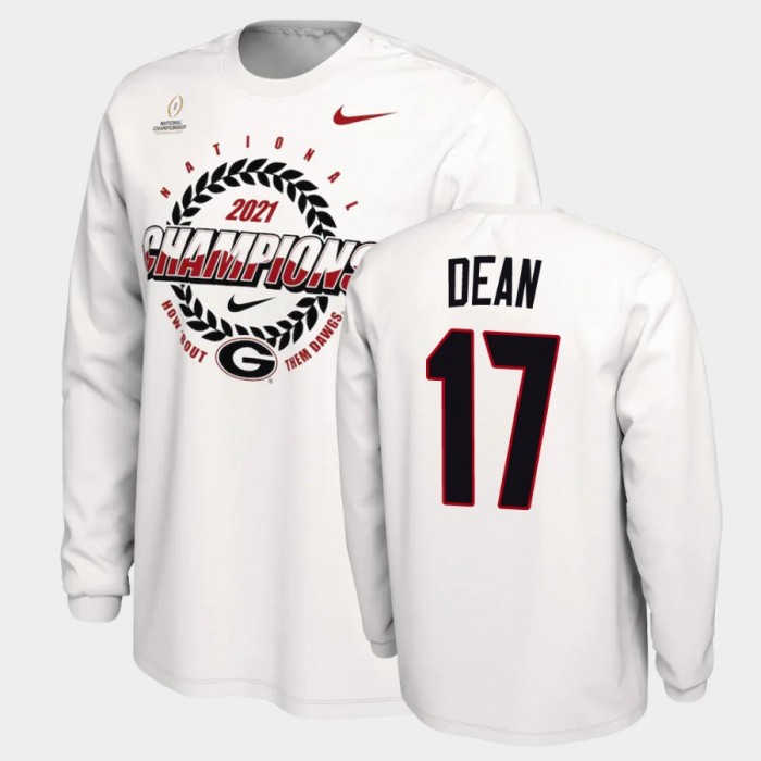 Men's Georgia Bulldogs 2021 National Champions Nakobe Dean White Expression T-Shirt