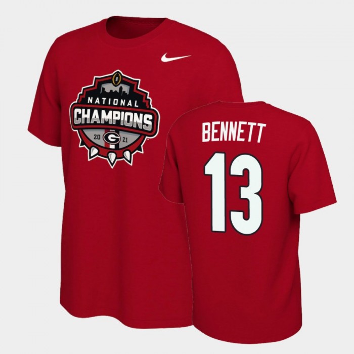 Men's Georgia Bulldogs 2021 National Champions Stetson Bennett Red Celebration T-Shirt
