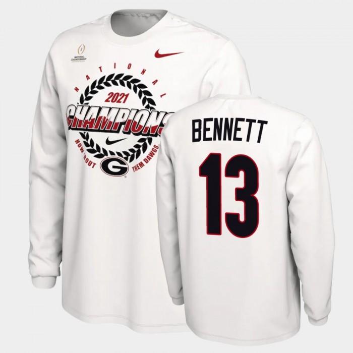 Men's Georgia Bulldogs 2021 National Champions Stetson Bennett White Expression T-Shirt