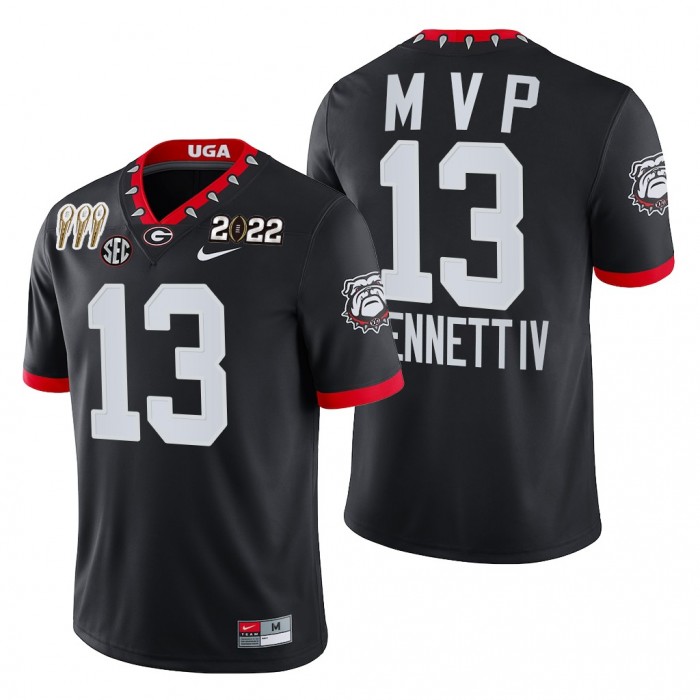 Georgia Bulldogs Stetson Bennett 3-Times CFP National Champions Jersey #13 Black MVP Uniform