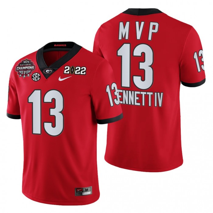 Georgia Bulldogs Stetson Bennett 2021-22 CFP National Champions MVP Jersey #13 Red Uniform