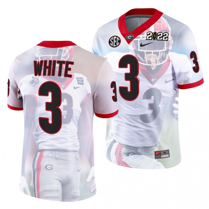 Georgia Bulldogs Zamir White 2022 National Championship Jersey #3 White Decisive Highlights Uniform