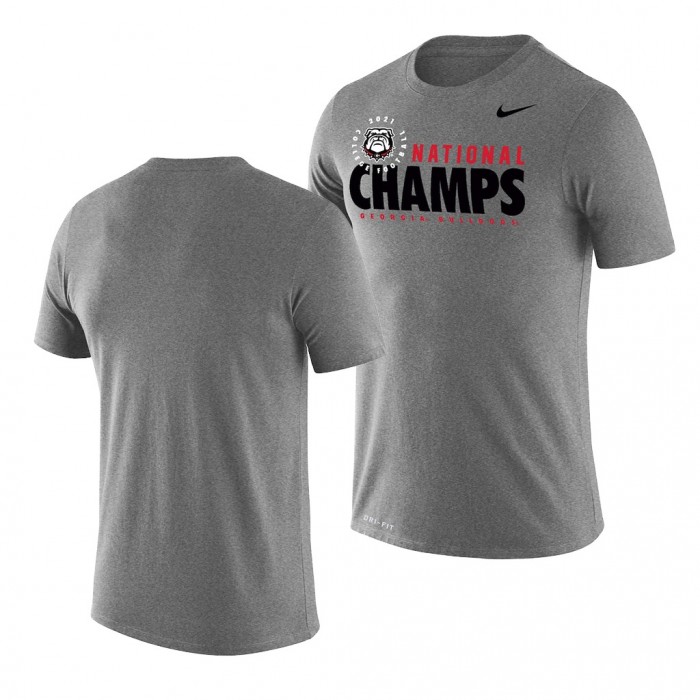 Georgia Bulldogs Gray 2021 CFP National Champions Stack T-Shirt Men