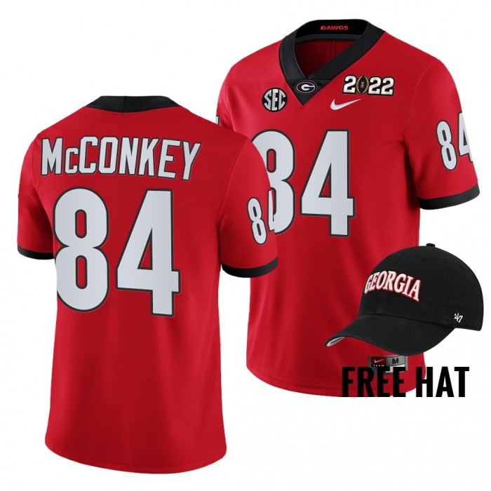 Ladd McConkey Georgia Bulldogs 2021 Orange Bowl Champions Red Jersey Free Hat
