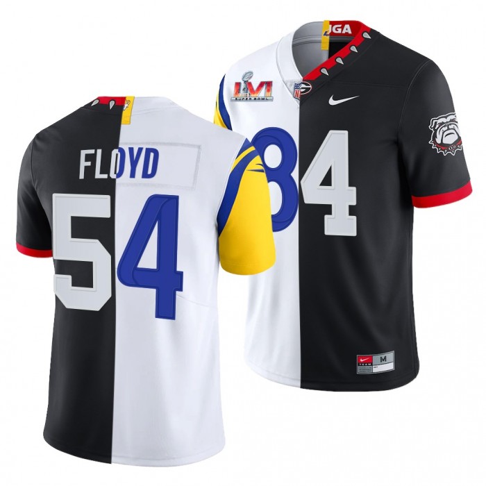 Leonard Floyd Super Bowl LVI Georgia Bulldogs X LA Rams #84 Black White Dual Teams Split Jersey