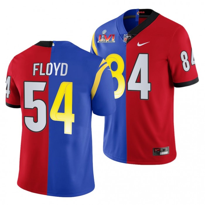 Leonard Floyd Super Bowl LVI Georgia Bulldogs X LA Rams #84 Red Royal Dual Teams Split Jersey