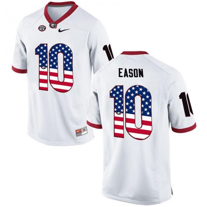 2017 US Flag Fashion Male Georgia Bulldogs Jacob Eason White College Football Limited Jersey