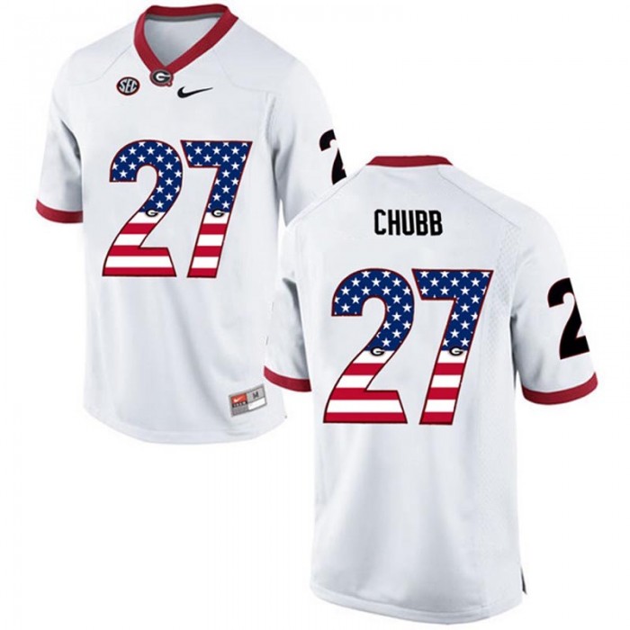 2017 US Flag Fashion Male Georgia Bulldogs Nick Chubb White College Football Limited Jersey