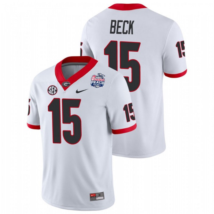 Georgia Bulldogs Carson Beck 2021 Peach Bowl College Football Jersey For Men White