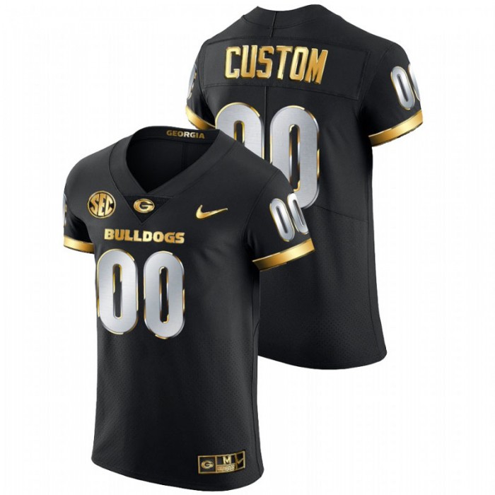 Custom Georgia Bulldogs Golden Edition Authentic Black Jersey For Men