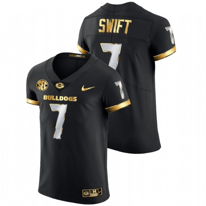 D'Andre Swift Georgia Bulldogs Golden Edition Authentic Black Jersey For Men