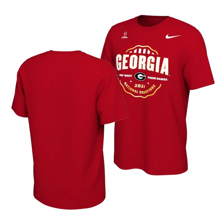 Georgia Bulldogs Red 2021 CFP National Champions Celebration T-Shirt Men