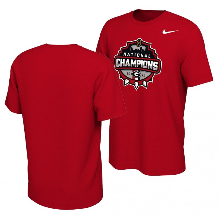 Georgia Bulldogs Red 2021 CFP National Champions Celebration Official Logo T-Shirt Men