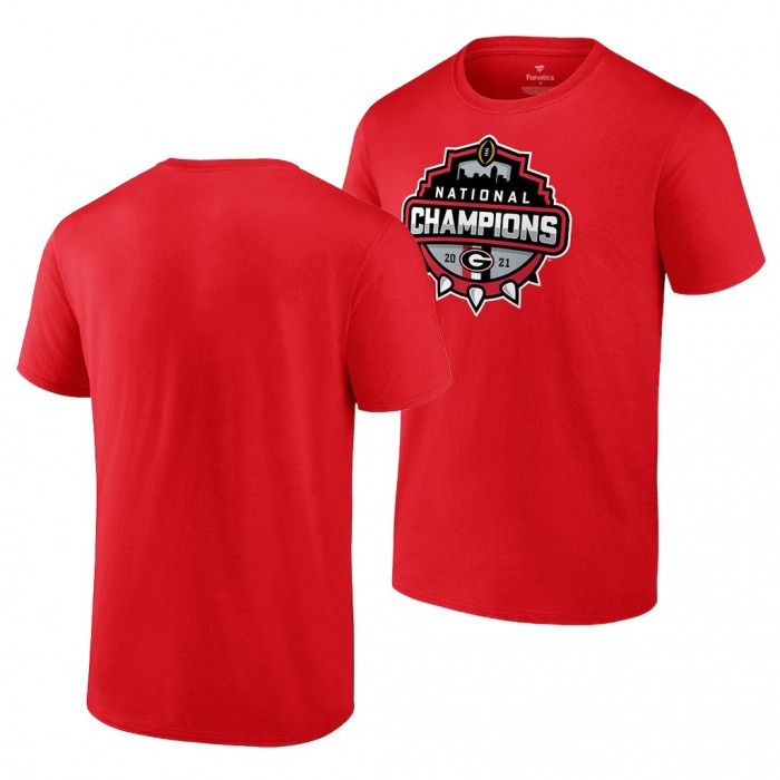 Georgia Bulldogs Red 2021 CFP National Champions Official Logo T-Shirt Men
