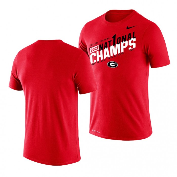 Georgia Bulldogs Red 2021 CFP National Champions Sla T-Shirt Men