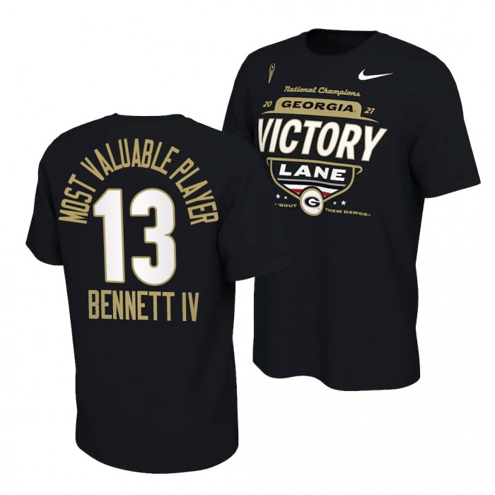 Stetson Bennett Georgia Bulldogs 2021 CFP National Champions MVP Locker Room T-ShirtBlack #13