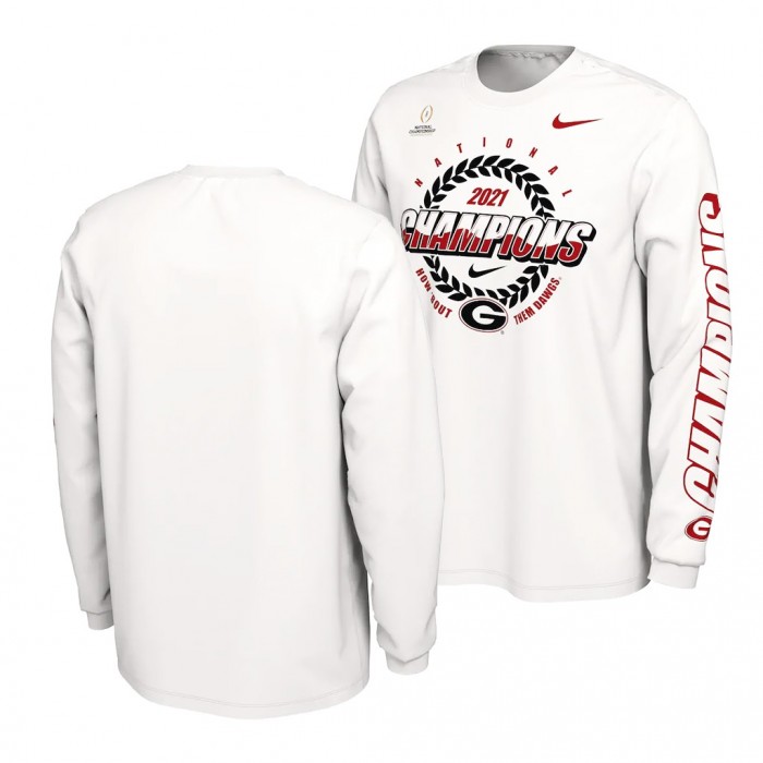 Georgia Bulldogs White 2021 CFP National Champions Expression Long Sleeve T-Shirt Men