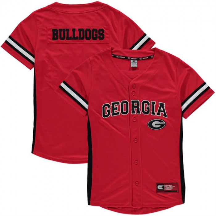 Youth Georgia Bulldogs Red Button-Up Strike Zone Baseball Jersey
