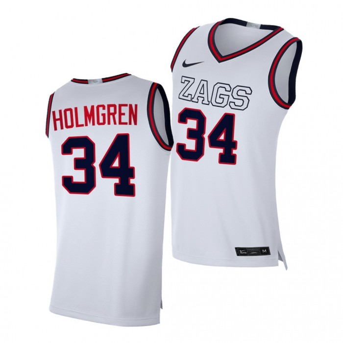 Gonzaga Bulldogs Chet Holmgren Jersey White 2022 NBA Draft Top Prospect Uniform