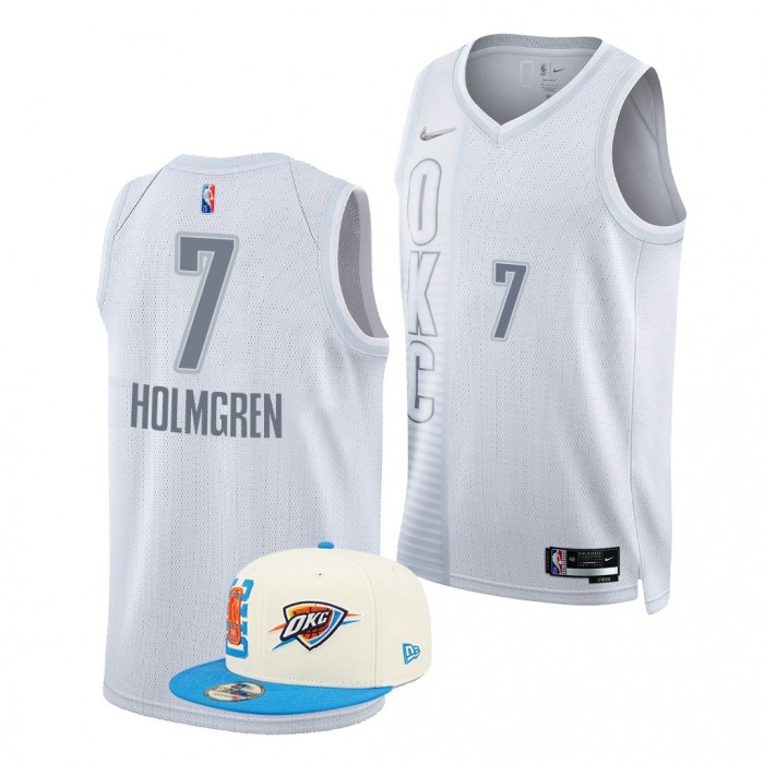 Oklahoma City Thunder Chet Holmgren 2022 NBA Draft White City Edition Jersey Gonzaga Bulldogs