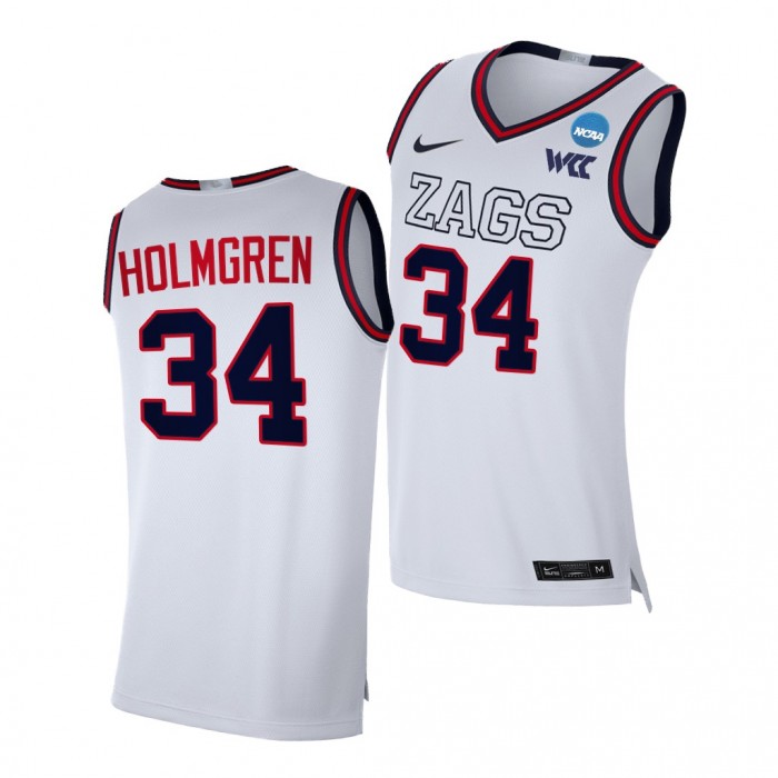 Chet Holmgren 2022 NCAA March Madness Gonzaga Bulldogs #34 White Sweet 16 Jersey
