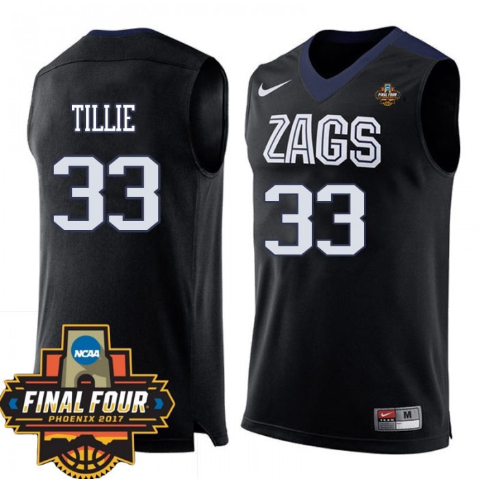 Gonzaga Bulldogs #33 Killian Tillie Black NCAA Basketball 2017 Final Four Team Jersey
