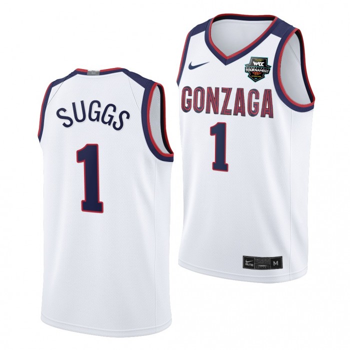Gonzaga Bulldogs 2021 WCC Mens Basketball Conference Tournament Champions Jalen Suggs White Jersey March Madness