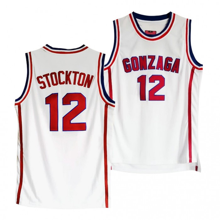 John Stockton #12 Gonzaga Bulldogs Vintage Basketball College Alumni White Jersey