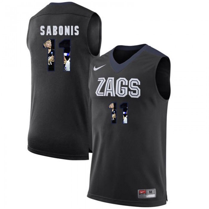 Male Gonzaga Bulldogs Domantas Sabonis Black NCAA Basketball Jersey With Player Pictorial