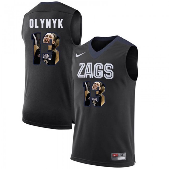 Male Gonzaga Bulldogs Kelly Olynyk Black NCAA Basketball Jersey With Player Pictorial