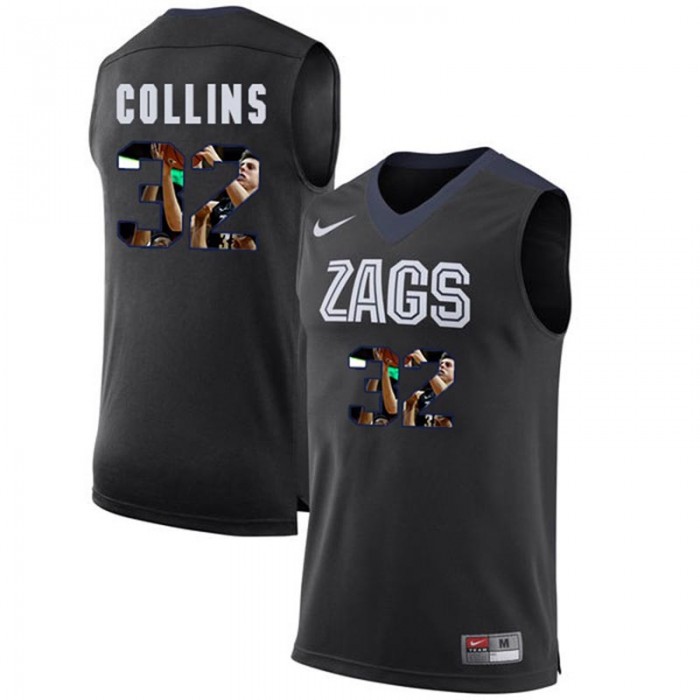 Male Gonzaga Bulldogs Zach Collins Black NCAA Basketball Jersey With Player Pictorial