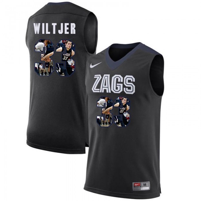 Male Gonzaga Bulldogs Kyle Wiltjer Black NCAA Basketball Jersey With Player Pictorial