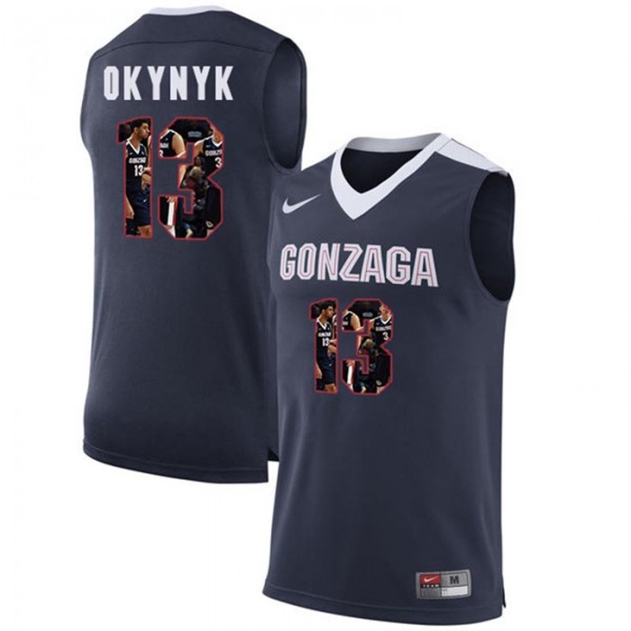 Male Gonzaga Bulldogs Kelly Olynyk Dark Blue NCAA Basketball Jersey With Player Pictorial