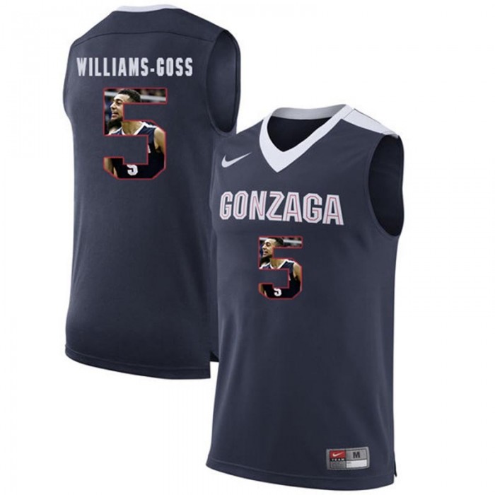 Male Gonzaga Bulldogs Nigel Williams-Goss Dark Blue NCAA Basketball Jersey With Player Pictorial