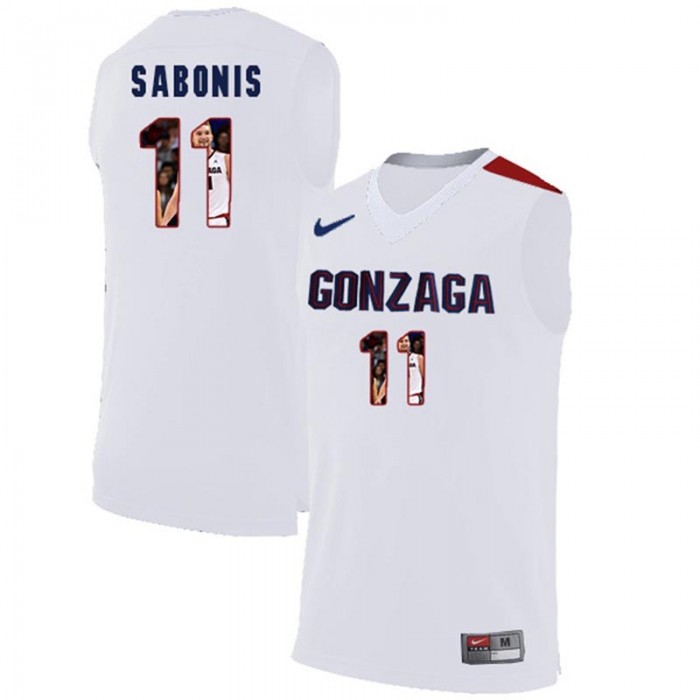 Male Gonzaga Bulldogs Domantas Sabonis White NCAA Basketball Jersey With Player Pictorial
