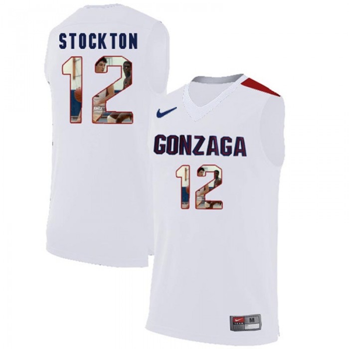 Male Gonzaga Bulldogs David Stockton White NCAA Basketball Jersey With Player Pictorial