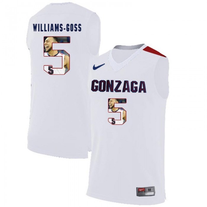 Male Gonzaga Bulldogs Nigel Williams-Goss White NCAA Basketball Jersey With Player Pictorial