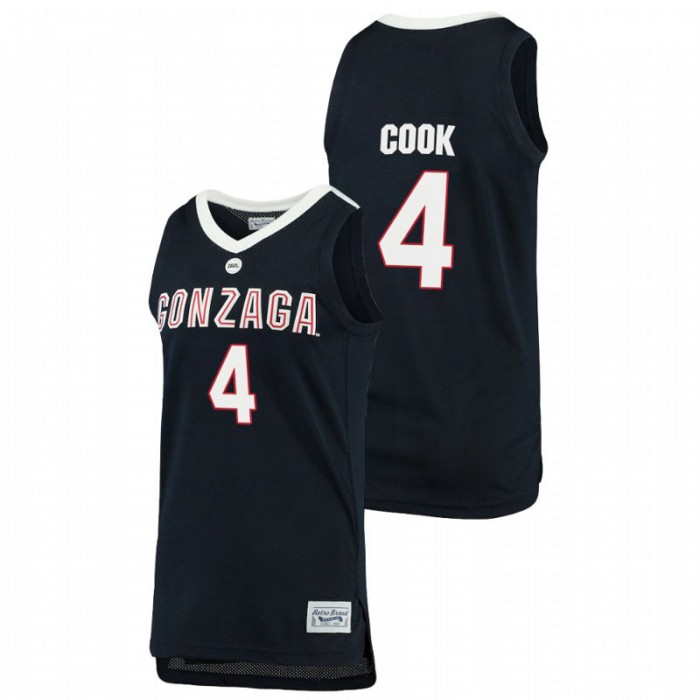 Gonzaga Bulldogs Aaron Cook Jersey Original Retro Brand Navy Alumni Basketball For Men