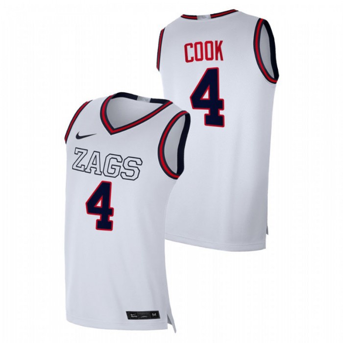 Gonzaga Bulldogs Aaron Cook Jersey Swingman White College Basketball For Men
