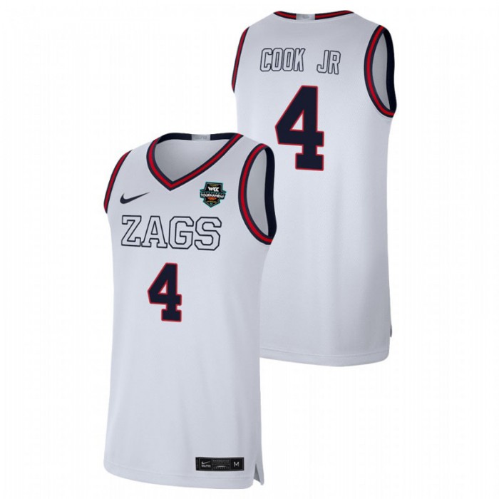 Gonzaga Bulldogs 2021 WCC Basketball Conference Tournament Champions Aaron Cook Jr. Limited Jersey White For Men