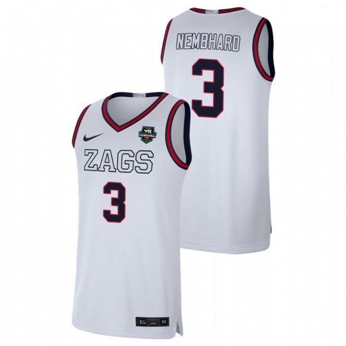 Gonzaga Bulldogs 2021 WCC Basketball Conference Tournament Champions Andrew Nembhard Limited Jersey White For Men